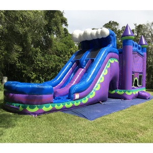 Tùy chỉnh 50ft unisex Inflatable cầu vồng ba làn đường trượt nước ngoài trời vui vẻ cho trẻ em và người lớn Inflatable trượt nước để bán - Product Image 4
