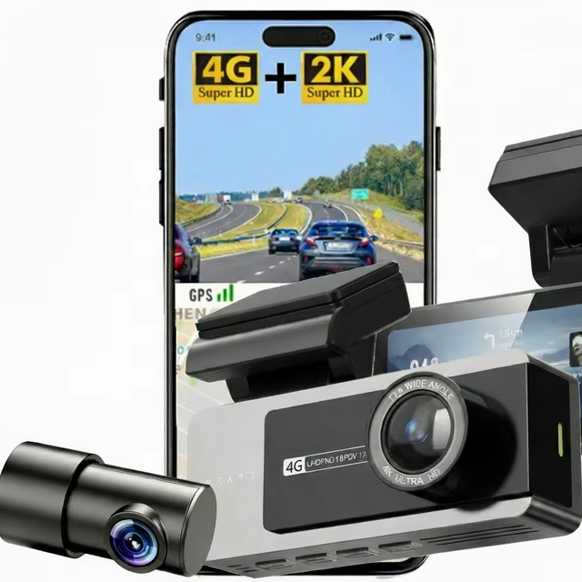 4G 2K Dual Dashcam with WIFI GPS Night Vision G-Sensor Loop Recording 3.2 Inch Screen Remote SIM Card & Free APP Support