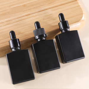 Matzwarte platte serumflesjes van glas 15ml 30ml 50ml 100ml Serumfles met druppelaar 30ml Oliefles met druppelaar Fabrikant groothandel - Product Image 3