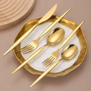 Factory Supplier High Quality Mirror Polished Point Handle Wedding Rose Gold Cutlery Set