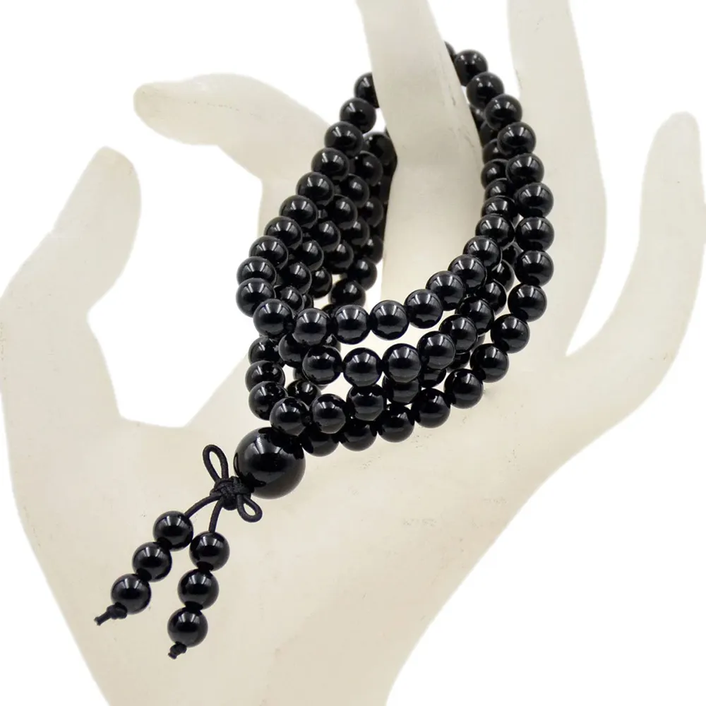 Handmade 8mm Natural Agate Quartz 108pcs Mala Beads Stone Bracelet Necklace Yoga Prayer Women Men