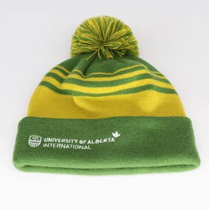 Conjunto de Gorro y Bufanda de Punto a Rayas, Accesorios de Invierno de Acrílico con Logotipo Bordado - Product Image 5