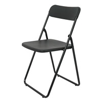 Chaise pliante en métal noir robuste et moderne, avec rembourrage renforcé, de qualité commerciale, en acier, pour événements extérieurs, maison et bureau