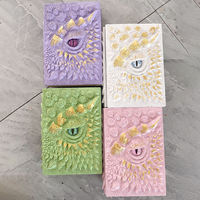 Cuaderno con Cubierta Retro con Grabado de Dragón, Diario de Viaje con Ojo de Dragón de Resina, Libro de Arte con Grabado Cúbico