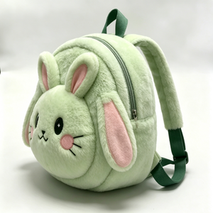 Customized Green <b>cat</b> plush <b>backpack</b>, Round <b>cat</b> face <b>backpack</b>, Cute plush <b>cat</b> bag, Soft fuzzy <b>cat</b> <b>backpack</b>, Pastel green <b>cat</b> - Product Image 2