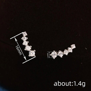Pendientes de tuerca de platino chapados en oro con diamantes, diseño geométrico, engaste de garra, para uso diario ED-402 - Product Image 4