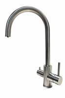 Robinet de cuisine 3 voies avec filtre à eau, double poignée, pulvérisation latérale, flexible, nickel brossé, sans plomb, vente en gros pour hôtels, usine, usage commercial