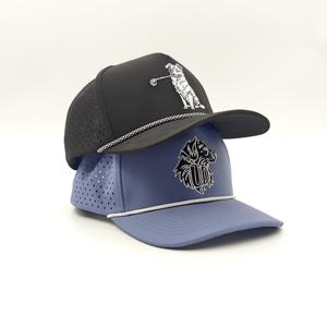 Gorra Deportiva de 5 Paneles de Diseño Moderno Personalizada al por Mayor BSCI, Gorras de Poliéster Blancas con Logotipo Bordado OEM, Gorra de Béisbol con Orificios Cortados con Láser - Product Image 2