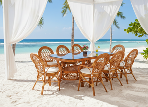 Ensemble de salle à manger moderne en rotin carré pour restaurants et hôtels commerciaux, utilisation en extérieur avec table longue - Product Image 6