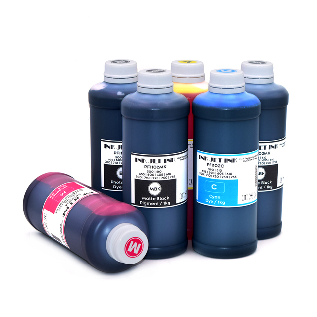 PFI-102 PFI-104 PFI-107 6Colors Refill Inks for Canon IPF720 IPF700 IPF610 IPF605 IPF600 IPF510 IPF500 IPF670 IPF770 Plotters