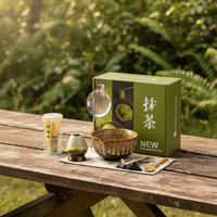 Service à thé Matcha en porcelaine de style japonais, série Kiln, avec brosse, bol et cuillère - Ensemble de huit pièces pour débutant, luxe léger, rétro, café et thé