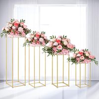 Support à fleurs élégant en métal doré, décoration de table élégante pour les mariages, centre de table et décorations de table pour les mariages