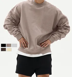 Groothandel Streetwear Gestikte Heren T-Shirt Gepersonaliseerde Hoge Kwaliteit Ronde Hals Custom Casual Sweatshirt Voor Mannen