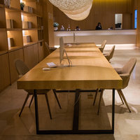 Ensemble de table et chaises de conférence en bois massif, style moderne minimaliste industriel-loft, mobile, combinaison libre, détachable, pour 11 à 15 personnes