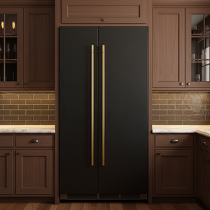 Réfrigérateur côte à côte <span class=keywords><strong>noir</strong></span> de 480 L avec grande poignée, intérieur en acier inoxydable 304, Inverter No Frost - Product Image 1