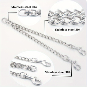 Correa para pasear perros de acero inoxidable 304 de uno a dos, correa de doble punta resistente para pasear perros y entrenar a dos perros - Product Image 3