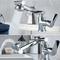 Robinet de cuisine en acier inoxydable à rotation 1080 degrés, structure robotique, mitigeur d'eau chaude et froide pour lavabo de salle de bain