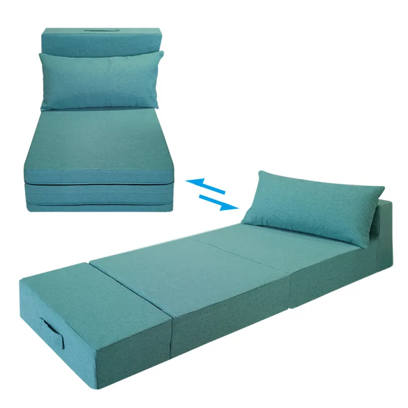 Prezzo all'ingrosso di fabbrica letto singolo portatile Futon Floor Sleeping Fold Up Foam letto pieghevole con materasso