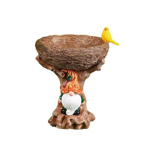 Comedero y Baño para Pájaros de Resina Personalizado al por Mayor Directo de Fábrica - Gnomos Elegantes Hechos a Mano con Nido de Pájaro Azul, Estilo Raíz de Árbol de Madera - Product Image 5