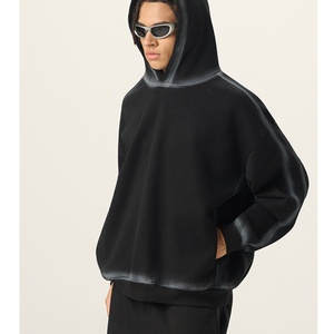 Sudadera con Capucha Personalizada con Logotipo para Hombre, Diseño Negro, Tejido Grueso de 500 g/m², 100% Algodón, Forro Polar Grueso, Corte Regular y Holgado, para Otoño - Product Image 2