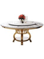 Table à manger ronde moderne avec plateau tournant Lazy Susan en pierre frittée, plateau rond en marbre noir avec centre rotatif