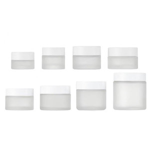 Barattoli in Vetro Trasparente da 1oz con Coperchio Bianco per Crema, Lozione, <span class=keywords><strong>Lavanda</strong></span> 20g 1 oz 2oz 30ml 50g 100g, <span class=keywords><strong>Vasetto</strong></span> Rotondo in Vetro Satinato per Cura dei Capelli - Product Image 1