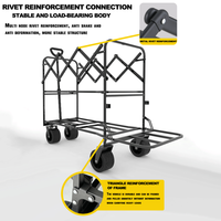 Chariot de camping extérieur OEM en gros, capacité 180L, double couche, pliable, en acier allié, à quatre roues, avec poignée télescopique, pour outils