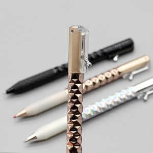 変形ペン ダイヤモンド幾何学模様 トレンド プラスチックゲルペン ゴールド＆レッドカラー 0.5mmペン先 カスタムロゴオプション付き - Product Image 3