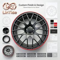 Jantes en aluminium concaves type Y à rayons multiples, finition noir satiné avec rebord extérieur rouge, PCD ET personnalisés, pour voitures de course, vente en gros