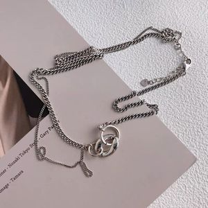 S925 Silver Geometric Double <b>Ring</b> <b>Necklace</b> Chain 40.5cm Fashion Sweater Chain - Product Image 5