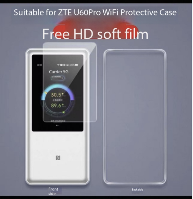 Shockproof Mobile Protective Cover and High-definition Film Tempered Glass Screen for ZTE U60 Pro Portable Wi-Fi TPU Covers