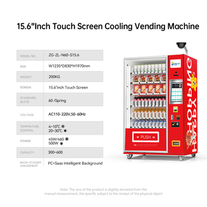 Distributeur automatique réfrigéré Zhi Gou <span class=keywords><strong>Tech</strong></span> 15,6 pouces en acier inoxydable avec écran tactile, refroidissement par compresseur, capacité 300-600, basé sur le cloud - Product Image 2