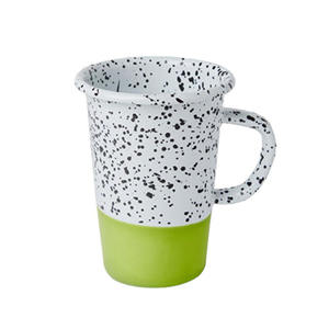 16oz Vaisselle Café Eau Thé Lait Vin Alcool Boisson V Forme Vert Trempé Motif Moucheté Long Émail Gobelet avec Poignée - Product Image 4