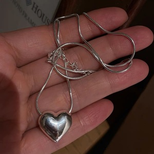 S925 Sterling Silver Heart Pendant Necklace For Women Clavicle Chain Everyday Wear - Product Image 1