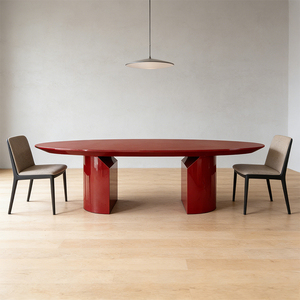 <span class=keywords><strong>Table</strong></span> de salle à manger <span class=keywords><strong>ovale</strong></span> de luxe en bois, <span class=keywords><strong>8</strong></span> places, couleur rouge, finition vernie, mobilier de maison personnalisé en usine, style moderne - Product Image 1