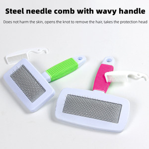 Peines de aguja de airbag de acero inoxidable 2 en 1, cepillo de masaje para perros y gatos con pequeño peine en bolsa fina - Product Image 3