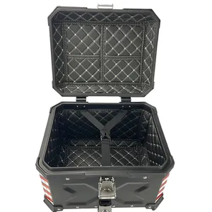 Caja de aluminio para cola de comida, contenedor superior para motocicleta, 45L, envío en negro