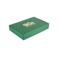 Boîte d'expédition en carton ondulé avec insert en papier découpé sur mesure, surface extérieure verte, pour ensemble de produits de vente au détail, emballage cadeau