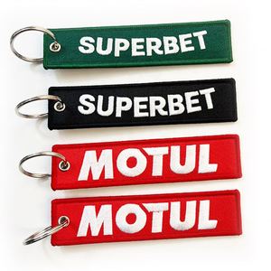 Hot Promotion <b>Key</b> Label <b>Customized</b> Diagonal Flight Crew Double-Sided Logo Embroidered Fabric Keychain - Product Image 4