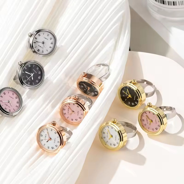 Wholesales Reloj Fashion Finger Ring Watch Adjustable Trendy Quartz Watch Ring for Women Men