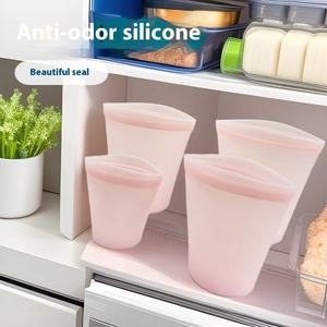 핫 세일 스몰 사이즈 500ML 부드러운 내구성 식품 등급 재사용 가능한 실리콘 식품 보관 가방 냉동 식품 대량 저장 - Product Image 2