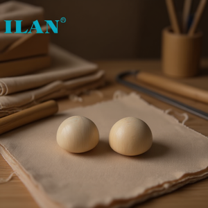 Cuentas semiesféricas de madera Ilan de 40 mm para accesorios de prendas de vestir - Product Image 3