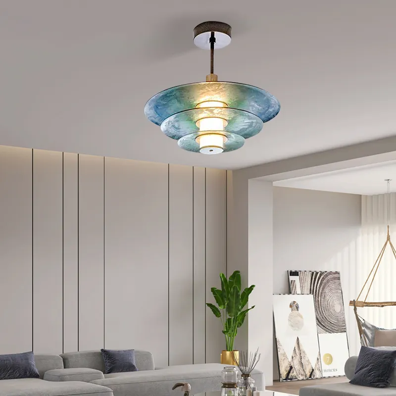 EW-lámpara colgante de techo moderna, luces LED de hierro y cristal regulables, estilo nórdico