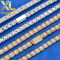 Bracelet Chaîne Cubaine en Acier Inoxydable Rose Givré Miami 12mm 14mm avec Diamants Moissanite VVS pour Hommes – Idéal Soirées