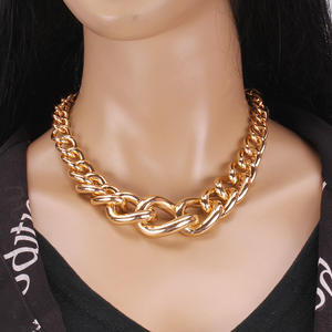 Gold Metal Chain Choker <b>Necklace</b> Zinc Alloy <b>Statement</b> Jewelry Party Fashion Accessory - Product Image 1