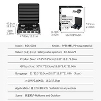 Kompor Gas 4 Tungku Portabel dengan Tutup, Kompor Gas Meja untuk Berkemah di Luar Ruangan, Cocok untuk Semua Jenis Peralatan Masak