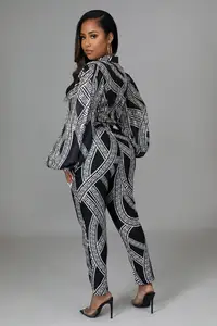 Z101667ファッション長袖バックルターンダウンカラープレイスーツ女性ロングジャンプスーツ