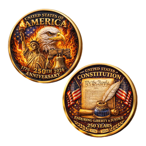 Moneda Conmemorativa del 250 Aniversario de EE. UU. al por Mayor, Bañada en Oro, Moneda Coleccionable de Desafío por la Constitución de EE. UU. - Product Image 1