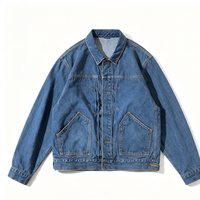Veste en jean décontractée pour homme en toile de coton, style vintage, pour l'hiver, OEM, réversible, col à revers, boutonnée, coupe ample, poches plaquées, personnalisable, grandes tailles