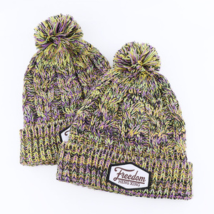 Đồng Bằng Acrylic Dệt Kim Còng Unisex Mùa Đông Pom Beanie <span class=keywords><strong>Hat</strong></span> Với Pom Pom <span class=keywords><strong>Bobble</strong></span> Mũ - Product Image 1